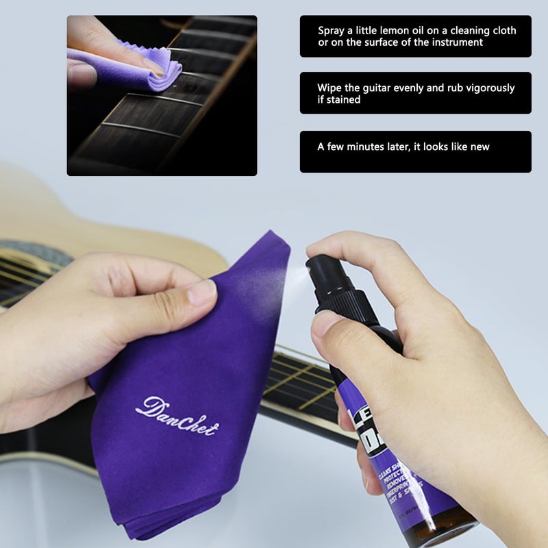Danchet Guitar Cleaning - Guitar Fretboard Lemon Oil - Lemon oil to remove dirt and grease from musical instruments - Musical Instrument Accessories - Image 2